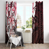 Polynesia Romantic Valentine Window Curtain Sea Turtle Couple With Red Gradient Plumeria