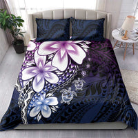 Polynesia Romantic Valentine Bedding Set Sea Turtle Couple With Purple Gradient Plumeria