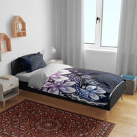 Polynesia Romantic Valentine Bedding Set Sea Turtle Couple With Purple Gradient Plumeria