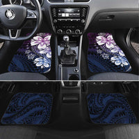 Polynesia Romantic Valentine Car Mats Sea Turtle Couple With Purple Gradient Plumeria
