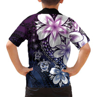 Polynesia Romantic Valentine Family Matching Short Sleeve Bodycon Dress and Hawaiian Shirt Sea Turtle Couple With Purple Gradient Plumeria LT05 - Polynesian Pride