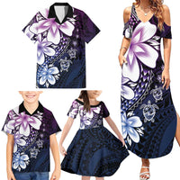 Polynesia Romantic Valentine Family Matching Summer Maxi Dress and Hawaiian Shirt Sea Turtle Couple With Purple Gradient Plumeria LT05 - Polynesian Pride