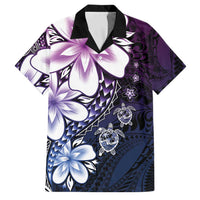 Polynesia Romantic Valentine Family Matching Summer Maxi Dress and Hawaiian Shirt Sea Turtle Couple With Purple Gradient Plumeria LT05 Dad's Shirt - Short Sleeve Purple - Polynesian Pride