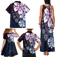 Polynesia Romantic Valentine Family Matching Tank Maxi Dress and Hawaiian Shirt Sea Turtle Couple With Purple Gradient Plumeria LT05 - Polynesian Pride
