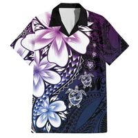 Polynesia Romantic Valentine Hawaiian Shirt Sea Turtle Couple With Purple Gradient Plumeria