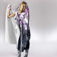 Polynesia Romantic Valentine Hooded Blanket Sea Turtle Couple With Purple Gradient Plumeria