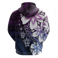 Polynesia Romantic Valentine Hoodie Sea Turtle Couple With Purple Gradient Plumeria