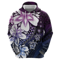 Polynesia Romantic Valentine Hoodie Sea Turtle Couple With Purple Gradient Plumeria