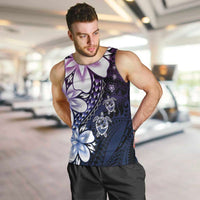Polynesia Romantic Valentine Men Tank Top Sea Turtle Couple With Purple Gradient Plumeria