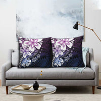 Polynesia Romantic Valentine Pillow Cover Sea Turtle Couple With Purple Gradient Plumeria
