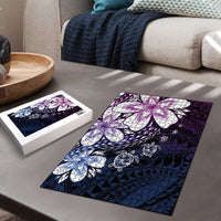 Polynesia Romantic Valentine Puzzle Sea Turtle Couple With Purple Gradient Plumeria