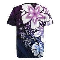 Polynesia Romantic Valentine Rugby Jersey Sea Turtle Couple With Purple Gradient Plumeria