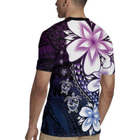 Polynesia Romantic Valentine Rugby Jersey Sea Turtle Couple With Purple Gradient Plumeria