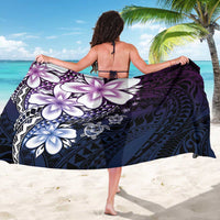 Polynesia Romantic Valentine Sarong Sea Turtle Couple With Purple Gradient Plumeria