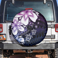 Polynesia Romantic Valentine Spare Tire Cover Sea Turtle Couple With Purple Gradient Plumeria