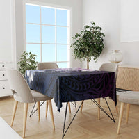 Polynesia Romantic Valentine Tablecloth Sea Turtle Couple With Purple Gradient Plumeria
