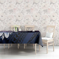 Polynesia Romantic Valentine Tablecloth Sea Turtle Couple With Purple Gradient Plumeria