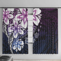 Polynesia Romantic Valentine Window Curtain Sea Turtle Couple With Purple Gradient Plumeria