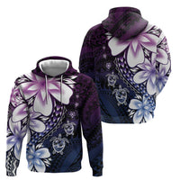Polynesia Romantic Valentine Zip Hoodie Sea Turtle Couple With Purple Gradient Plumeria