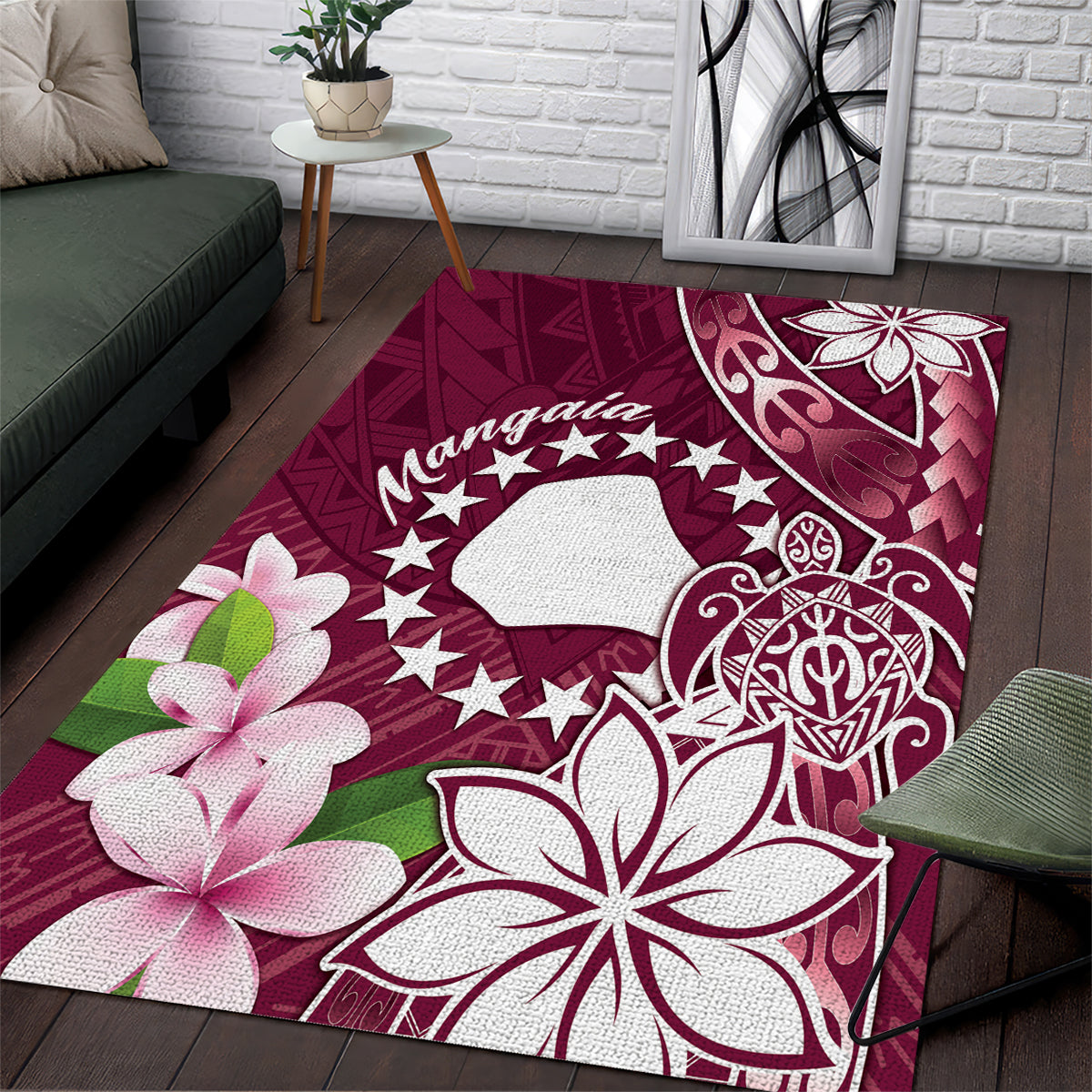 Cook Island Mangaia Gospel Day Area Rug Floral Tribal Pattern