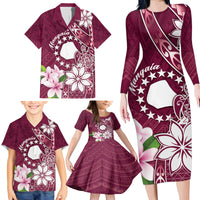 Personalised Cook Island Mangaia Gospel Day Family Matching Long Sleeve Bodycon Dress and Hawaiian Shirt Floral Tribal Pattern