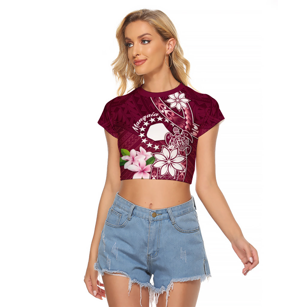 Personalised Cook Island Mangaia Gospel Day Raglan Cropped T Shirt Floral Tribal Pattern