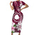 Personalised Cook Island Mangaia Gospel Day Short Sleeve Bodycon Dress Floral Tribal Pattern