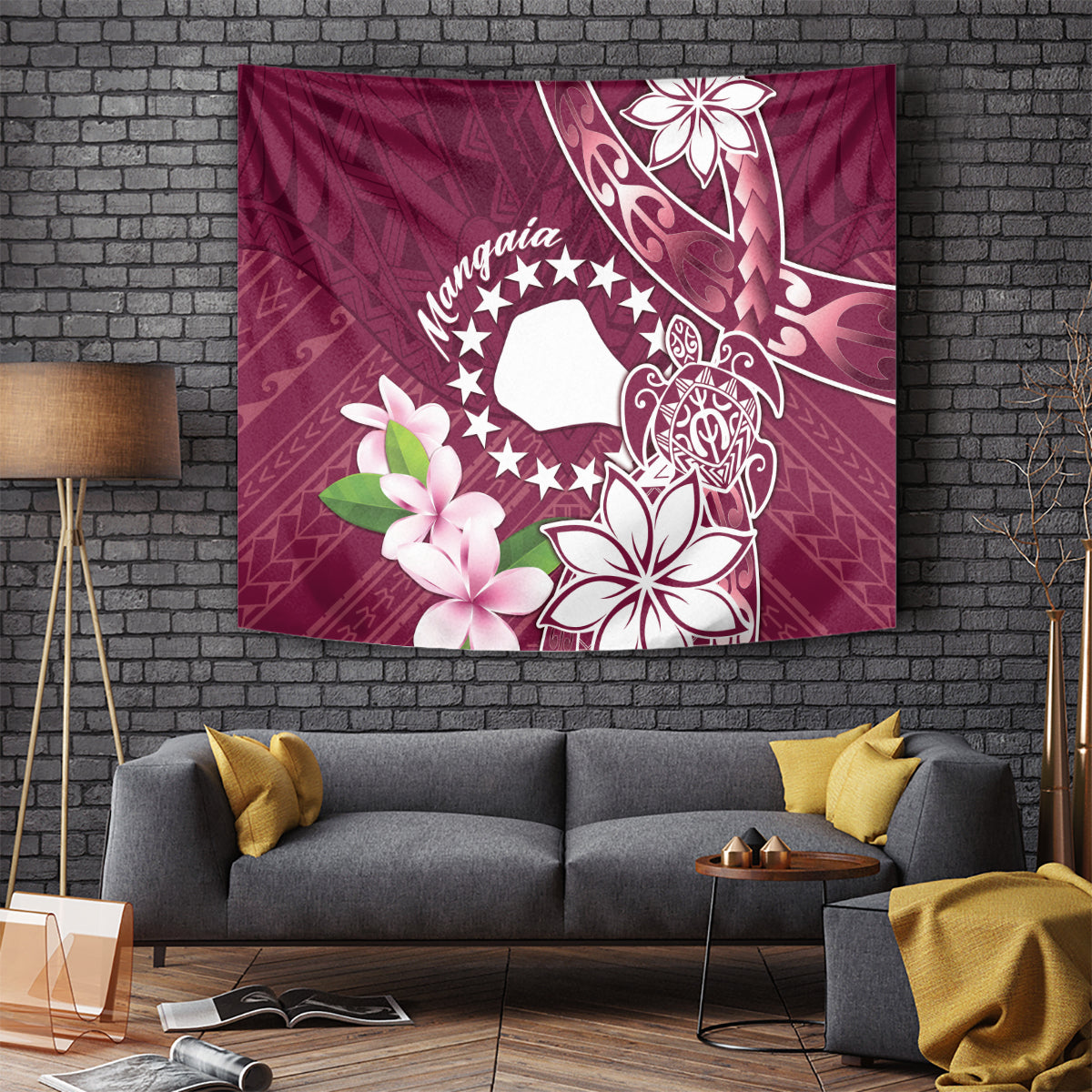 Cook Island Mangaia Gospel Day Tapestry Floral Tribal Pattern