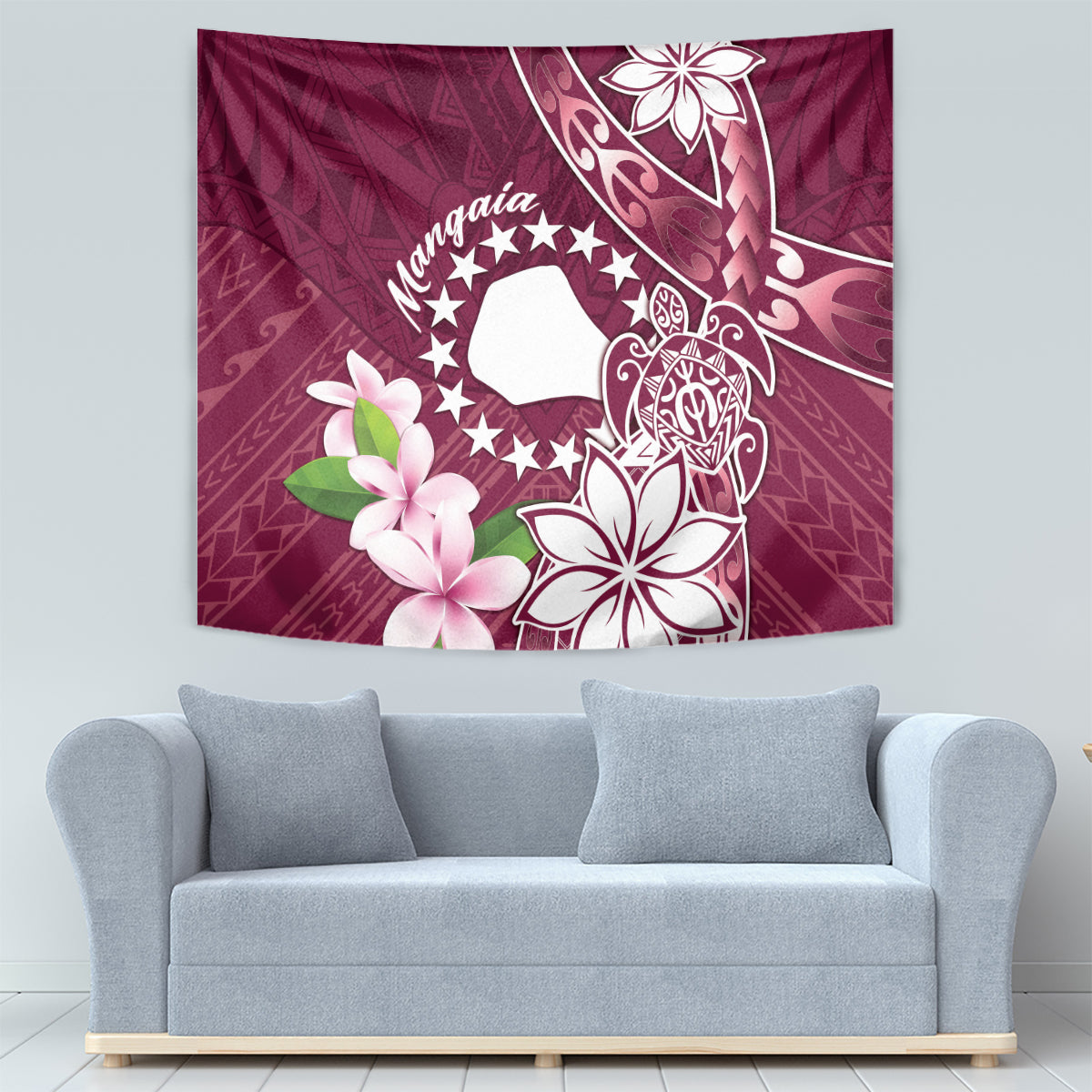 Cook Island Mangaia Gospel Day Tapestry Floral Tribal Pattern