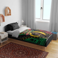 Vanuatu 45th Anniversary Independence Day Bedding Set Melanesian Warrior With Sand Drawing Pattern LT05