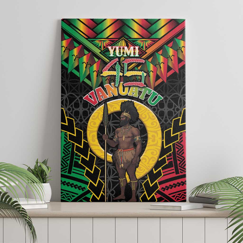 Vanuatu 45th Anniversary Independence Day Canvas Wall Art Melanesian Warrior With Sand Drawing Pattern LT05