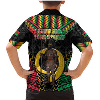 Vanuatu 45th Anniversary Independence Day Family Matching Mermaid Dress and Hawaiian Shirt Melanesian Warrior With Sand Drawing Pattern LT05 - Polynesian Pride
