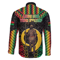 Vanuatu 45th Anniversary Independence Day Family Matching Off Shoulder Short Dress and Hawaiian Shirt Melanesian Warrior With Sand Drawing Pattern LT05