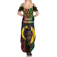 Vanuatu 45th Anniversary Independence Day Family Matching Summer Maxi Dress and Hawaiian Shirt Melanesian Warrior With Sand Drawing Pattern LT05