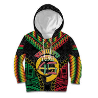 Vanuatu 45th Anniversary Independence Day Kid Hoodie Melanesian Warrior With Sand Drawing Pattern LT05