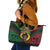 Vanuatu 44th Anniversary Independence Day Leather Tote Bag Melanesian Warrior With Sand Drawing Pattern