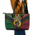 Vanuatu 44th Anniversary Independence Day Leather Tote Bag Melanesian Warrior With Sand Drawing Pattern