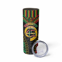 Vanuatu 45th Anniversary Independence Day Skinny Tumbler Melanesian Warrior With Sand Drawing Pattern LT05