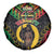 Vanuatu 45th Anniversary Independence Day Spare Tire Cover Melanesian Warrior With Sand Drawing Pattern LT05