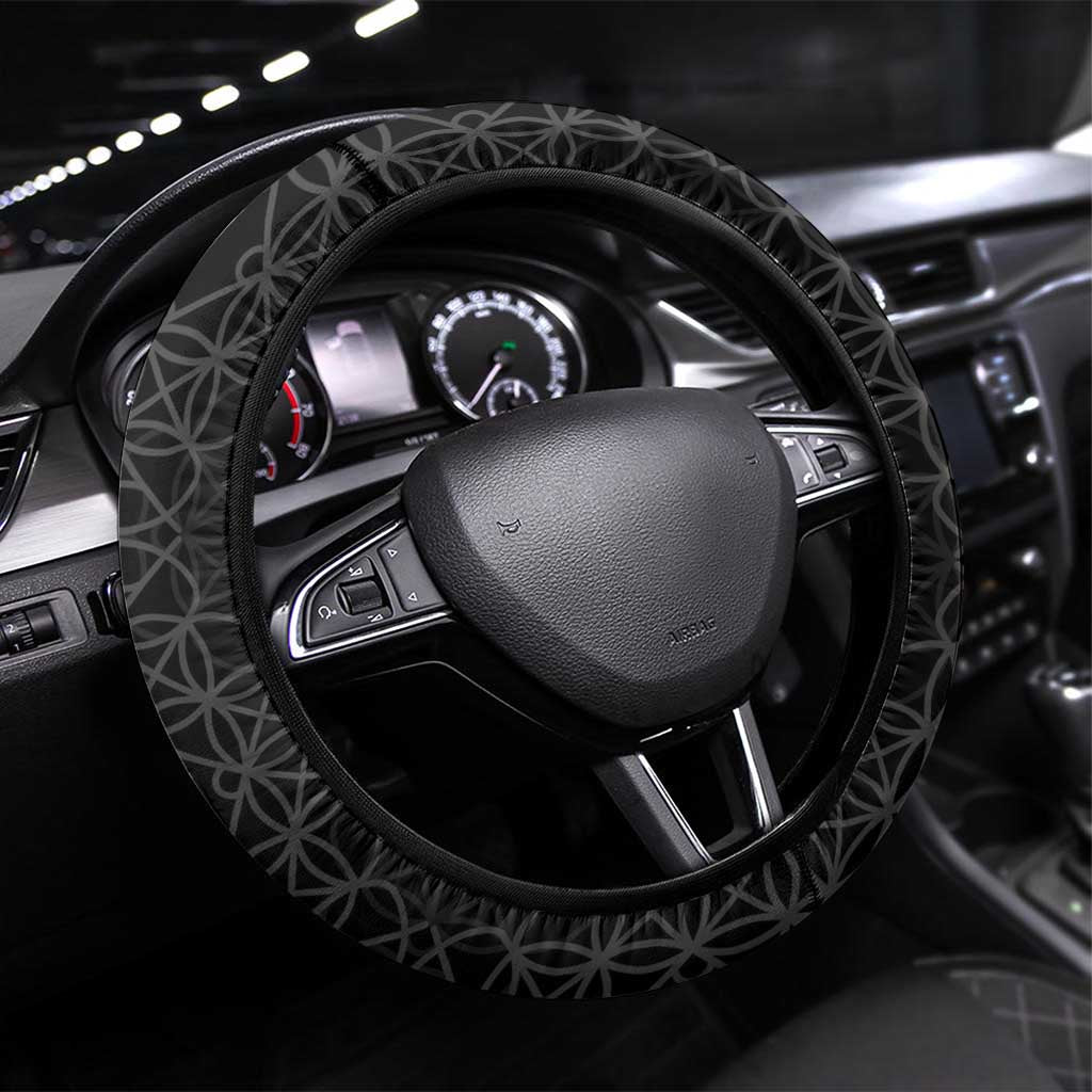 Vanuatu 45th Anniversary Independence Day Steering Wheel Cover Melanesian Warrior With Sand Drawing Pattern LT05