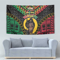 Vanuatu 45th Anniversary Independence Day Tapestry Melanesian Warrior With Sand Drawing Pattern LT05