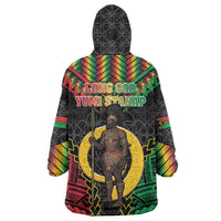 Vanuatu 45th Anniversary Independence Day Wearable Blanket Hoodie Melanesian Warrior With Sand Drawing Pattern LT05