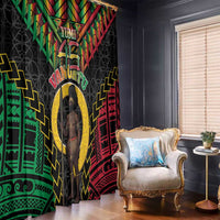 Vanuatu 45th Anniversary Independence Day Window Curtain Melanesian Warrior With Sand Drawing Pattern LT05
