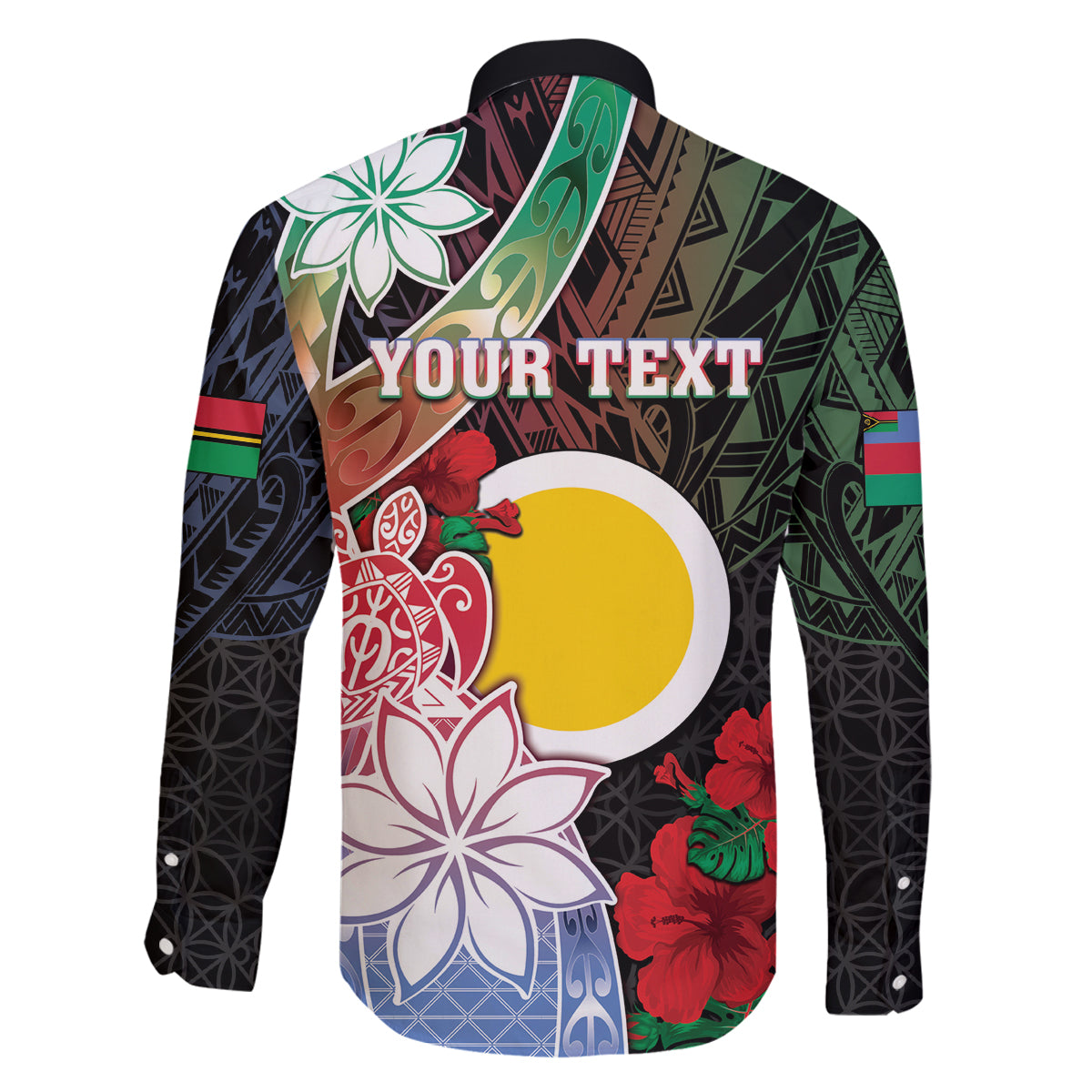 Personalised Vanuatu Shefa Day Family Matching Long Sleeve Bodycon Dress and Hawaiian Shirt Floral Pattern
