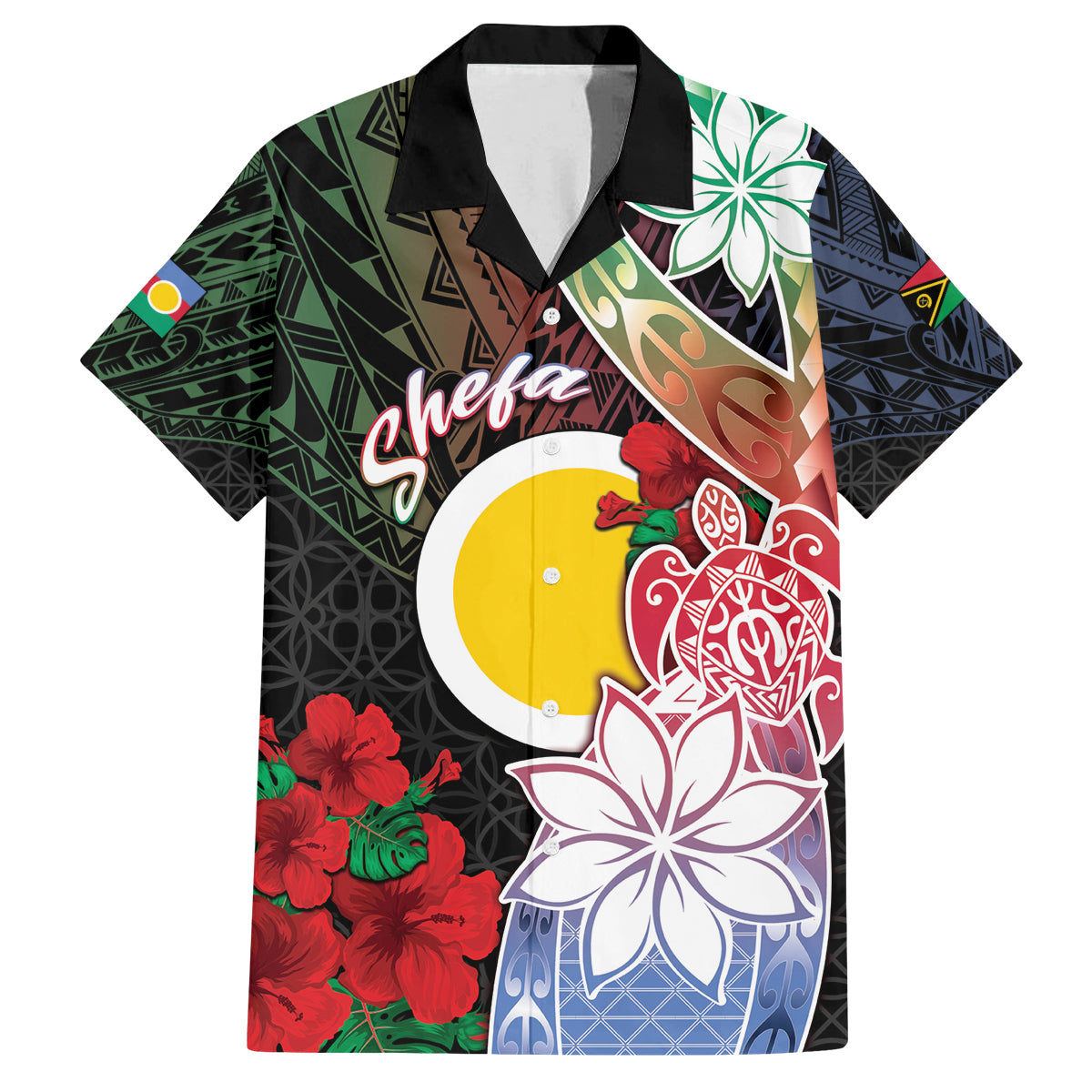 Personalised Vanuatu Shefa Day Family Matching Off Shoulder Short Dress and Hawaiian Shirt Floral Pattern