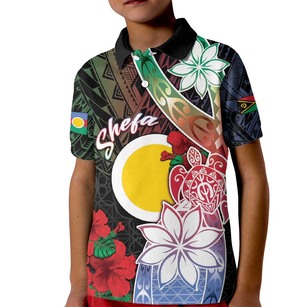 Personalised Vanuatu Shefa Day Kid Polo Shirt Floral Pattern
