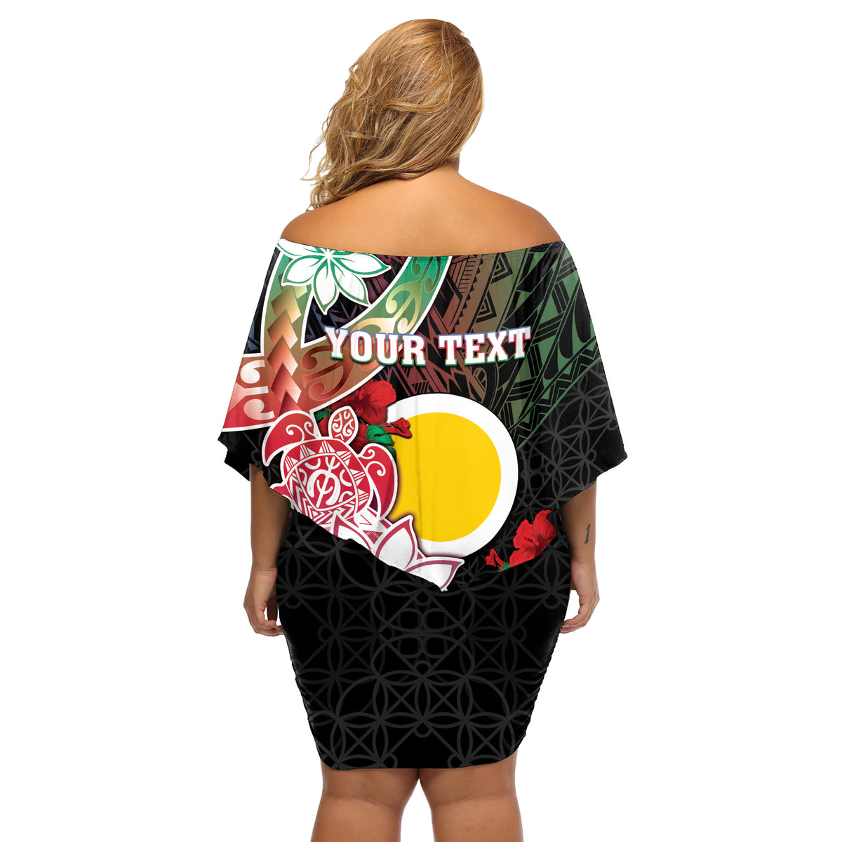 Personalised Vanuatu Shefa Day Off Shoulder Short Dress Floral Pattern