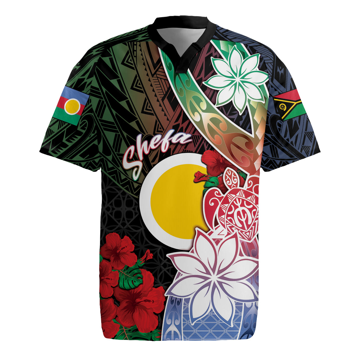 Personalised Vanuatu Shefa Day Rugby Jersey Floral Pattern