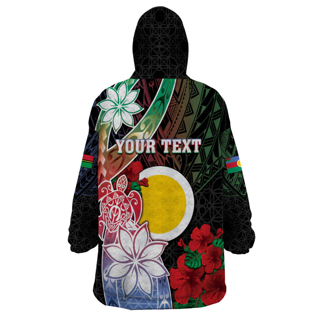 Personalised Vanuatu Shefa Day Wearable Blanket Hoodie Floral Pattern