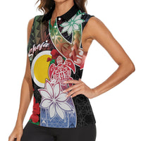 Personalised Vanuatu Shefa Day Women Sleeveless Polo Shirt Floral Pattern